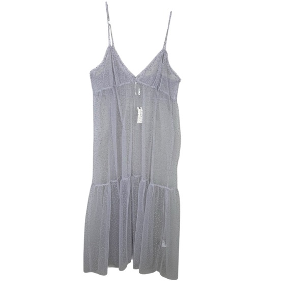 NEW By Anthropologie Sheer Dot Slip Tulle Dress Raindrop Purple Size Large - Picture 5 of 9
